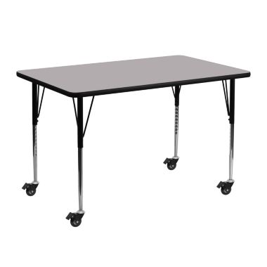 Flash Furniture Wren Mobile 24''W x 48''L Rectangular Grey Thermal Laminate Activity Table - Standard Height Adjustable Legs. View a larger version of this product image.