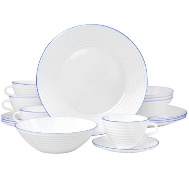 Oster Juego De Vajilla 16 Piece Opal Glass Dinnerware Set in White. View a larger version of this product image.