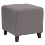 Flash Furniture Ascalon Upholstered Ottoman Pouf in Light Gray Fabric