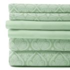 Alternate image 1 for Lux Decor Collection 6-Pieces Deep Pocket Microfiber Printed Bed Sheet Set in King Size Sage