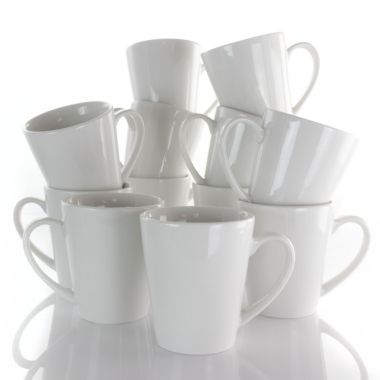 Elama Holt 12 Piece 10 Ounce Porcelain Mug Set in White. View a larger version of this product image.