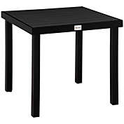 Outsunny Patio Dining Table for 4, Square Aluminum Outdoor Table for Garden Lawn Backyard, Black