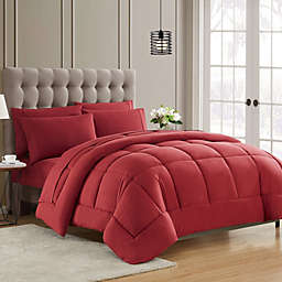 Sweet Home Collection Bed-in-A-Bag Solid Color Comforter & Sheet Set Soft All Season Bedding, Queen, Burgundy