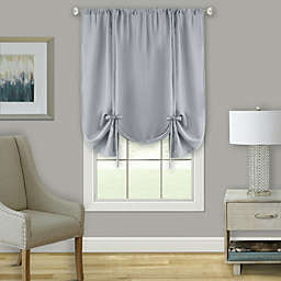 Kate Aurora Shabby Linen Farmhouse Sheer Flax Curtain Tie Up Window Shade - 42 in. W x 63 in. L, Gray