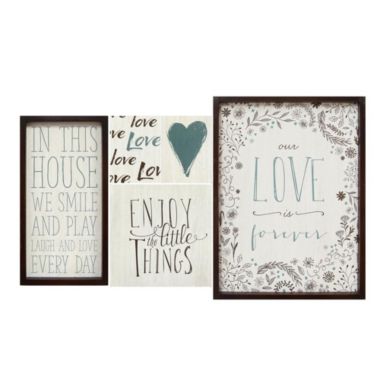 HomeRoots Decor 24 X 1 X 18 5Pcs Multi-color Love Is Forever Wall Art - 321080. View a larger version of this product image.