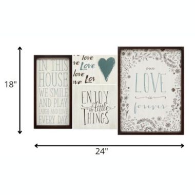 HomeRoots Decor 24 X 1 X 18 5Pcs Multi-color Love Is Forever Wall Art - 321080. View a larger version of this product image.