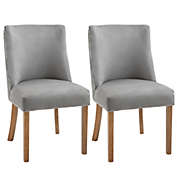 HOMCOM Modern Dining Chair Set with High Back, Upholstered Seats and Solid Wood Legs for Kitchen, Light Grey