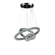 Saltoro Sherpi 12- 47 Inch Adjustable Chandelier, Clear Crystal Accents, LED Chrome Silver-