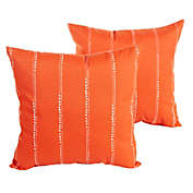 Outdoor Living and Style Set of 2 Orange and White Square Sunbrella Indoor and Outdoor Dotted Throw Pillow, 22"