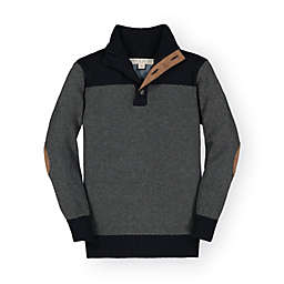 Hope & Henry Boys' Long Sleeve Mock Neck Sweater, Charcoal Heather and Black, 18-24 Months