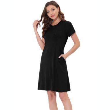 cheibear Women's Sleepwear Strtechy with Pockets Nightshirt Lounge Dress Pajama Nightgown X-Large Black. View a larger version of this product image.