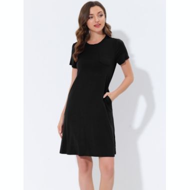 cheibear Women's Sleepwear Strtechy with Pockets Nightshirt Lounge Dress Pajama Nightgown X-Large Black. View a larger version of this product image.