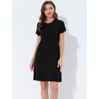 Alternate image 2 for cheibear Women's Sleepwear Strtechy with Pockets Nightshirt Lounge Dress Pajama Nightgown X-Large Black