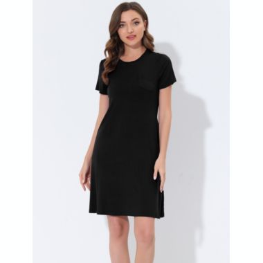 cheibear Women's Sleepwear Strtechy with Pockets Nightshirt Lounge Dress Pajama Nightgown X-Large Black. View a larger version of this product image.