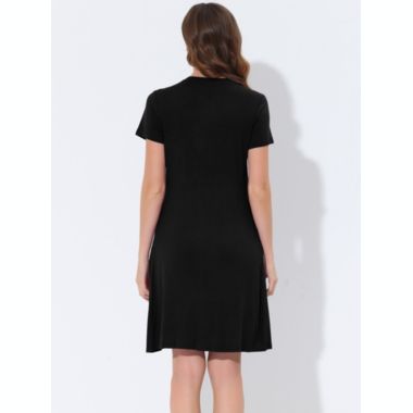 cheibear Women's Sleepwear Strtechy with Pockets Nightshirt Lounge Dress Pajama Nightgown X-Large Black. View a larger version of this product image.