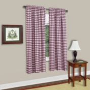 Sweet Home Collection   Buffalo Check Gingham Kitchen Window Curtains Single Panel, 63" Long, Burgundy