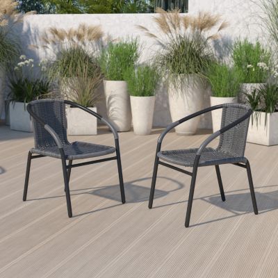 Set of 2 Details about   Sultana Outdoor Grey Wicker Stackable Club Chairs 