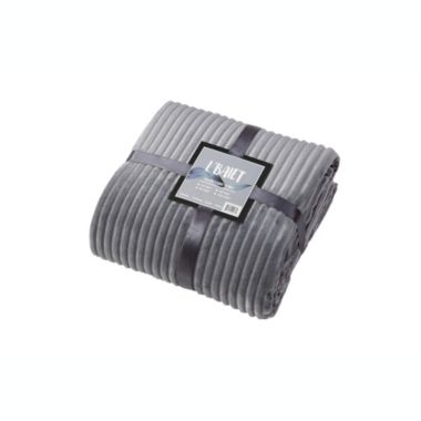 L'baiet Modern Indoor  Ribbed Twin Blanket 60"x80" 100% Polyester, Fluffy, Cozy, Plush, Microfiber, Warm Bedding Cover - Grey. View a larger version of this product image.