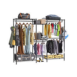 Hifashion Heavy Duty Load 1600 Lbs Clothing Rack with Rods and Side Hooks, Metal