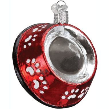 Old World Christmas 32285 Glass Blown Dog Bowl Ornament. View a larger version of this product image.