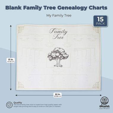 Okuna Outpost Blank Genealogy Chart, My Family Tree (17 x 22 Inches, 15 Pack). View a larger version of this product image.