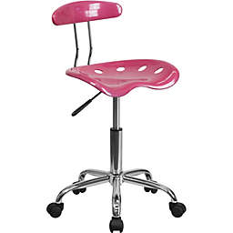 Flash Furniture Vibrant Pink and Chrome Computer Task Chair with Tractor Seat