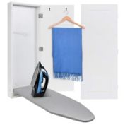 Ivation Ironing Board, Wall Mount Sleeve Ironing Board and Ironing Board Cover with Hooks, White