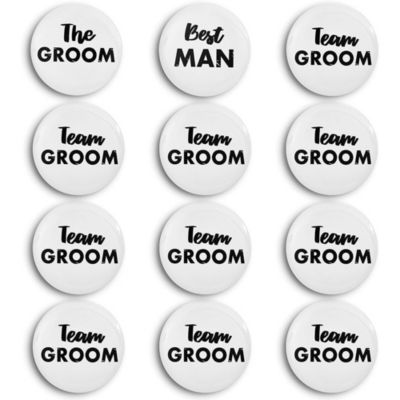 Blue Panda White Bachelor Party Pins for Party Supplies (2.2 Inches, 12 Pack)