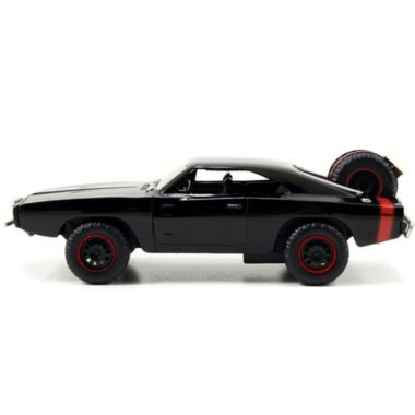 Carfaxo Dom's Dodge Charger R/T Black with Red Tail Stripe and 1968 Dodge  Charger Widebody Matt Black with Bronze Tail Stripe Set of 2 pieces 