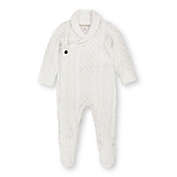 Hope & Henry Baby Shawl Collar Footed Sweater Romper (Shawl Collar Soft White, 3-6 Months)