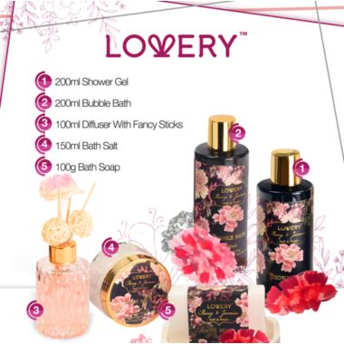 Lovery Home Spa Gift Basket Set - Bath & Shower Caddy -  Luxury Fresh Peony - 11pc. View a larger version of this product image.