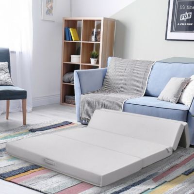 Costway 4 Inch Folding Sofa Bed Foam Mattress with Handles-Full Size