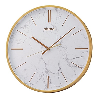 Seiko 16" Carrara Wall Clock, Gold & White. View a larger version of this product image.