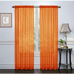 GoodGram 2 Pack  Elegant Sheer Voile Curtain Panels - 52 in. W x 84 in. L, Orange/Pumpkin