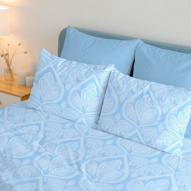 Lux Decor Collection 6-Pieces Deep Pocket Microfiber Printed Bed Sheet Set in California King Size Blue. View a larger version of this product image.