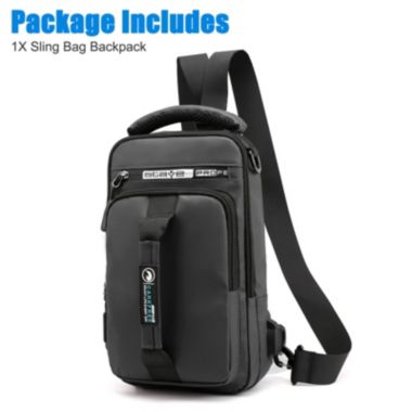 Infinity Merch Crossbody Sling Bag Anti-theft Messenger Back Pack USB Port in Black 1pc. View a larger version of this product image.