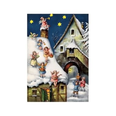 Korsch Seasonal Decorative Angels on Roof Christmas Advent Calendar - 11.75"H x 8.25"W x .1"D. View a larger version of this product image.