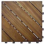 A & B Home Set of 10 Brown Two-Tone Outdoor Diagonal Flooring Tiles 12"