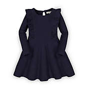 Hope & Henry Girls&#39; Knit Pinafore Ruffle Dress (Blue, 4)