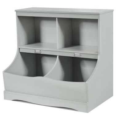 Slickblue Kids Floor Cabinet Multi-Functional Bookcase -Gray. View a larger version of this product image.