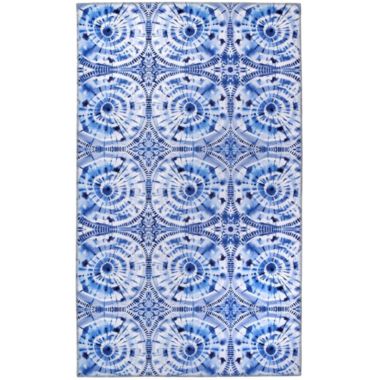 Homefires Decorative Indoor/Outdoor Accent Rug Shibori Blue - 3' X 5'. View a larger version of this product image.
