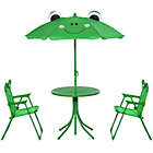 Alternate image 1 for Outsunny Kids Folding Picnic Table and Chair Set Frog Pattern with Removable & Height Adjustable Sun Umbrella, Green