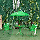 Alternate image 2 for Outsunny Kids Folding Picnic Table and Chair Set Frog Pattern with Removable & Height Adjustable Sun Umbrella, Green