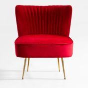 WestinTrends 25" Wide Tufted Velvet Accent Chair, Gold/Red