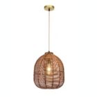 Alternate image 1 for ELE Light & Decor Luna 1-Light Brown Pendant Design Pendant Light with Rattan Shade