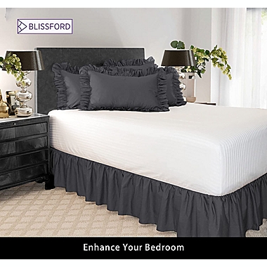 SHOPBEDDING Ruffled Bed Skirt (King, Dove Grey) 21 Inch Drop Bedskirt with Platform, Poly/Cotton Fabric, Available in All Bed Sizes and 14 Colors by BLISSFORD. View a larger version of this product image.