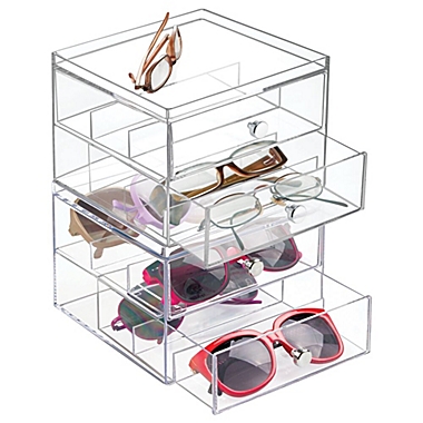 mDesign Plastic Glasses Storage Organizer Box, 2 Drawers, 2 Pack. View a larger version of this product image.