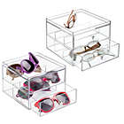 Alternate image 2 for mDesign Plastic Glasses Storage Organizer Box, 2 Drawers, 2 Pack