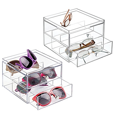 mDesign Plastic Glasses Storage Organizer Box, 2 Drawers, 2 Pack. View a larger version of this product image.