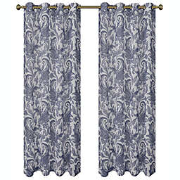Regal Home 2 Pack  Regal Home Semi Sheer Grommet Top Paisley Curtains - 52 in. W x 84 in. L, Ink Blue